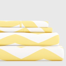 ienjoy Home 4 Piece Sheet Set Arrow Patterned, Full, Yellow