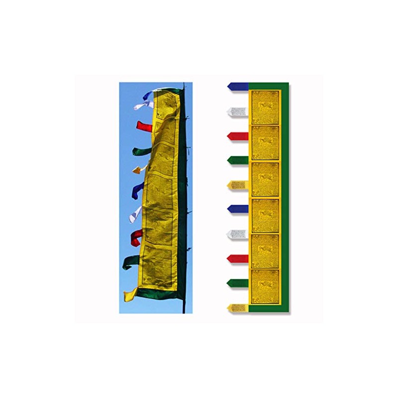 9 Foot Tall Vertical Prayer Flags - Victory Banner Sutra