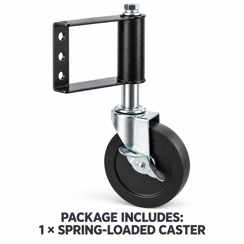 4-Inch Spring-Loaded Swing Gate Caster Wheel with Rubber Tire and