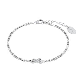 s.Oliver 2034964 Women's Bracelet 925 Sterling Silver with Synthetic Zirconia 17 + 3 cm Silver Infinity Comes in Jewellery Gift Box, Sterling Silver, Synthetic zirconia.