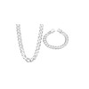 Sterling Silver Cuban Link Chain Necklace and Bracelet Set, Heavy