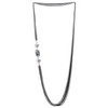 COOLSTEELANDBEYOND Bead Statement Necklace, Silver Black Multi-Strand Layered Long Chains,