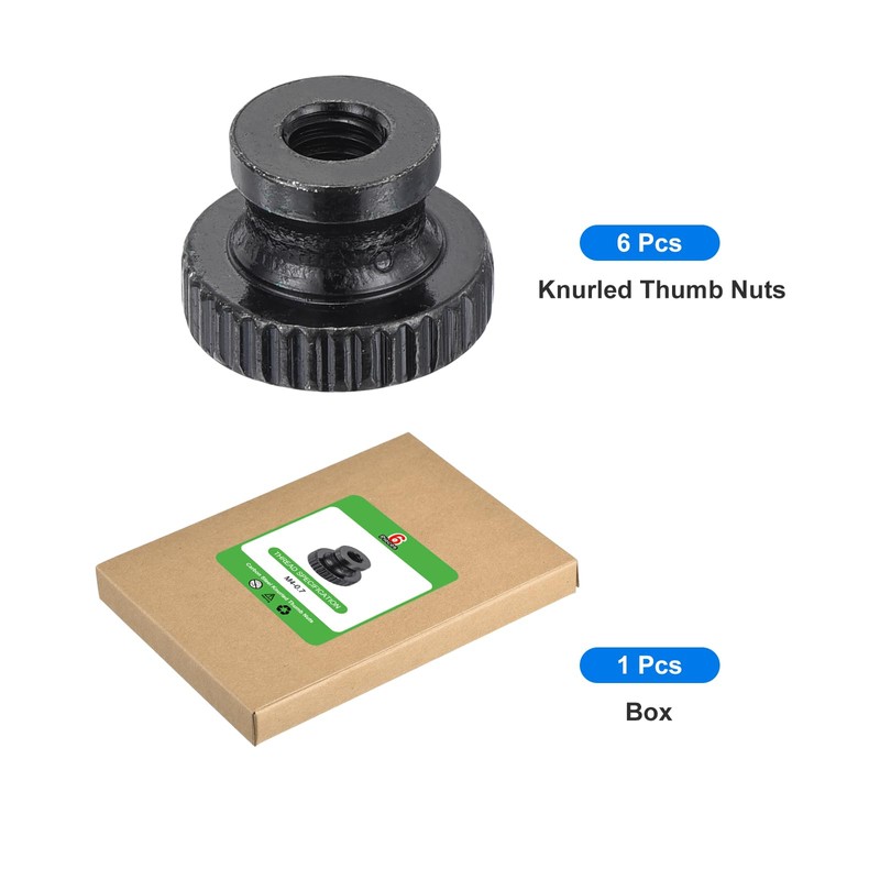 sourcing map Knurled Thumb Nuts, 6Pcs M4 x 12 x
