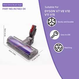 Gloate Direct Drive Cleaner Head for Dyson V7 V8 V10 V11 V15 Cyclone Cordless Vacuum Cleaner, Motorhead Cleaner Head Brush Turbine Tool, Replacement Part 967483-04