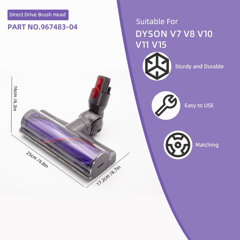 Gloate Direct Drive Cleaner Head for Dyson V7 V8 V10