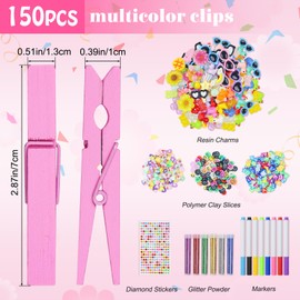 BFZMSLY Cheer Pins Making Kit, Spirit Clothes Clips Craft Set, Bulk Gift for Cheerleading Team (100)