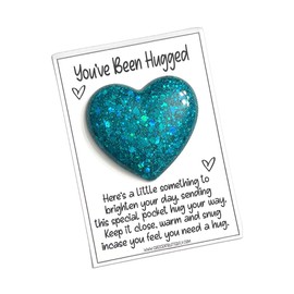 Pocket Hug Heart- Chunky Peacock Glitter