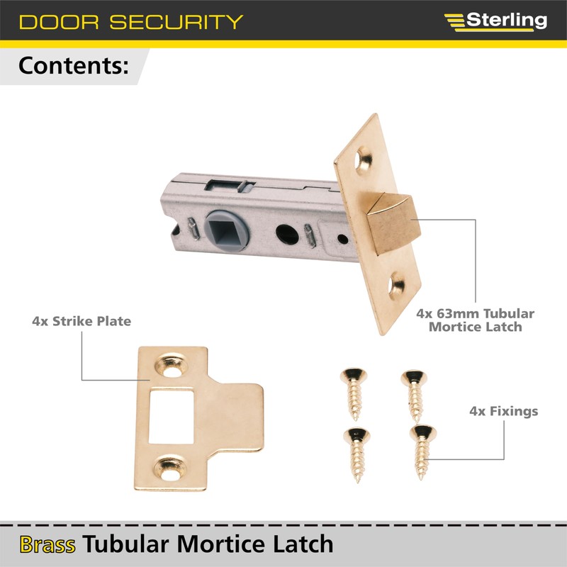 Sterling TML125 BP 2 1/2" 65mm Tubular Mortice Latch, Brass,