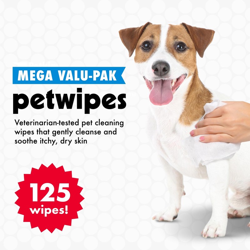 Petkin Mega Valu Pet Wipes, Pack of 125