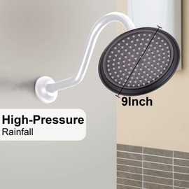 Oil Rubbed Bronze Antique Shower Head Replacement, 9 Inch Round Rain Rainfall Showerhead Made of 304 Stainless Steel Vintage High Pressure Waterfall Shower Heads with Silicone Nozzle