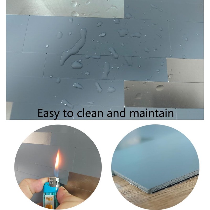 weimeisc 10-Sheet Peel and Stick Backsplash Tile, PVC Mixed Metal