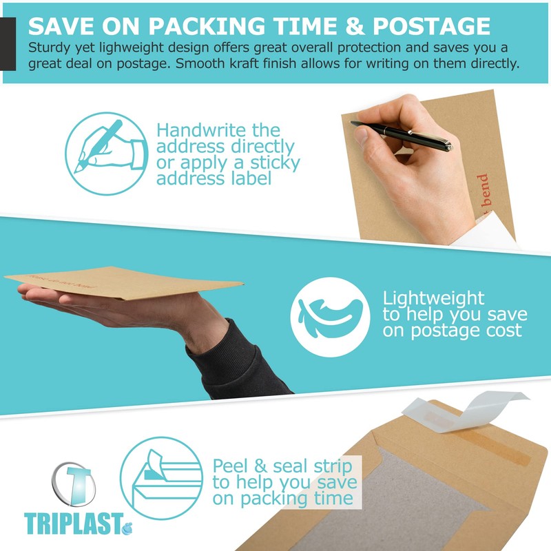 Triplast 10 x A4 C4 Manilla Hard Board Back Envelopes