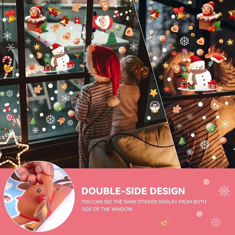 Christmas Window Clings Decorations 9 Sheets 242 Pcs Xmas DIY