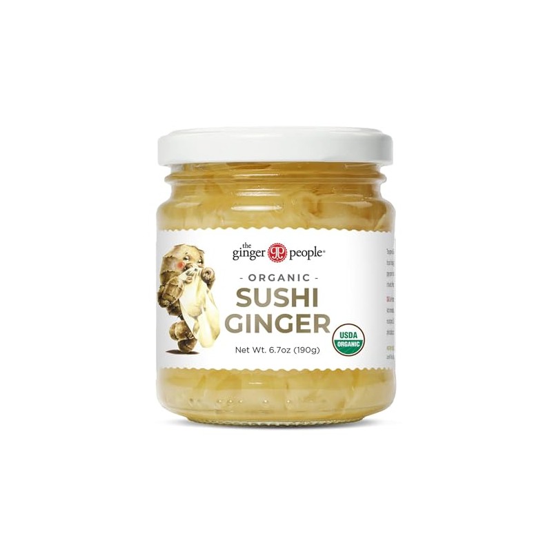 The Ginger People Organic Pickled Sushi Ginger, 6.70-Ounce Glass Bottle
