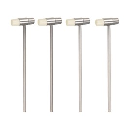 sourcing map 4pcs Double Face Small Plastic Metal Hammer 7" Round Dual Head Multifunctional Mallet with Soft/Hard Tips for Jewelry Watch Handcraft, White