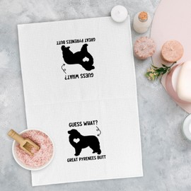 Yorhifa Funny Great Pyrenees Dog Kitchen Towels, Great Pyrenees Gifts Hand Towels for Bathroom, Great Pyrenees Dog Dish Towels Tea Towels, Dog Kitchen Bathroom Decor, 16x24 Inches