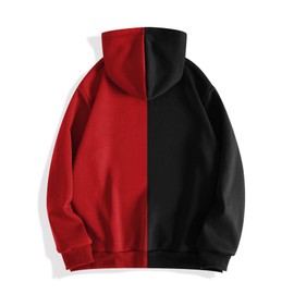 COZYEASE Men's Zip Up Hoodies Graphic Sweatshirt Hoodies long Sleeve Western Y2k Hoodies Pullover Streetwear Black and Dark Red Large