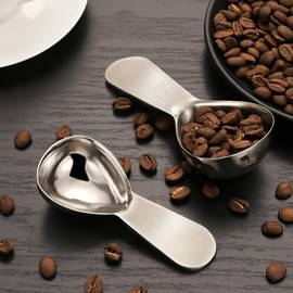 AKONE Coffee Spoon Scoop, 2 Pack Coffee Spoons Stainless Steel with Short Thick Handle, Measuring Spoon for Coffee, 15 ml & 30 ml Dosing Spoons for Scooping Coffee, Loose Tea, Sugar, Flour, etc.