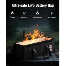 Fireproof Explosionproof Lipo Battery Safe Bag - Large Capacity Ebike Battery Storage Guard Pouch for Charging & Storage - Waterproof Protective Case for Ebike & Lithium Batteries(16x4.7x5 Inches)