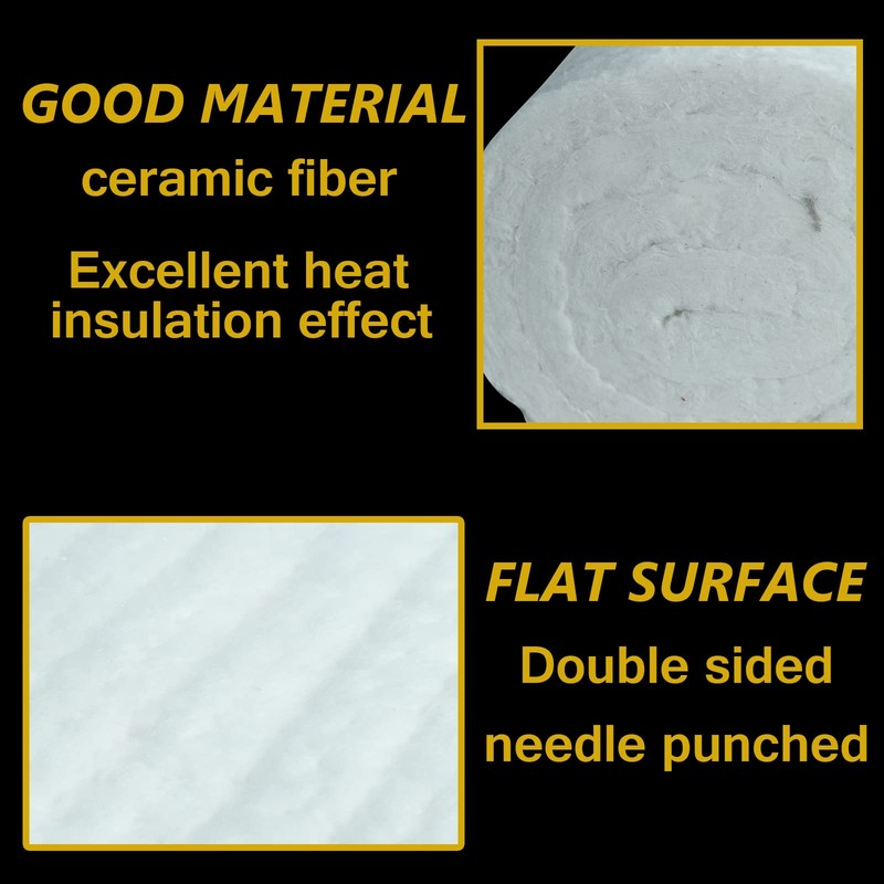 BACLAUGH 1"x24"x48",2400F Ceramic Fiber Fireproof Insulation Blanket, Applicable to Furnace,