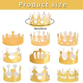 Ropniik Crowns Golden Paper Crowns for Children, 10 Styles Birthday Crown, Adjustable Paper Party Hats for Birthday, DIY Party Crown Hat Set for Party Celebrations