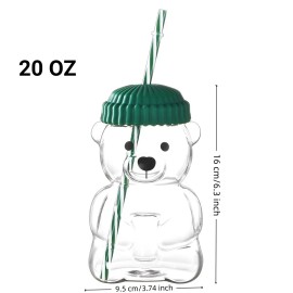 20 OZ Orange Little Bear Glass Straw Cup 1 PCS High Borosilicate Heat-Resistant Cup for Juice Milk Cold Drinkscolor: orange Color