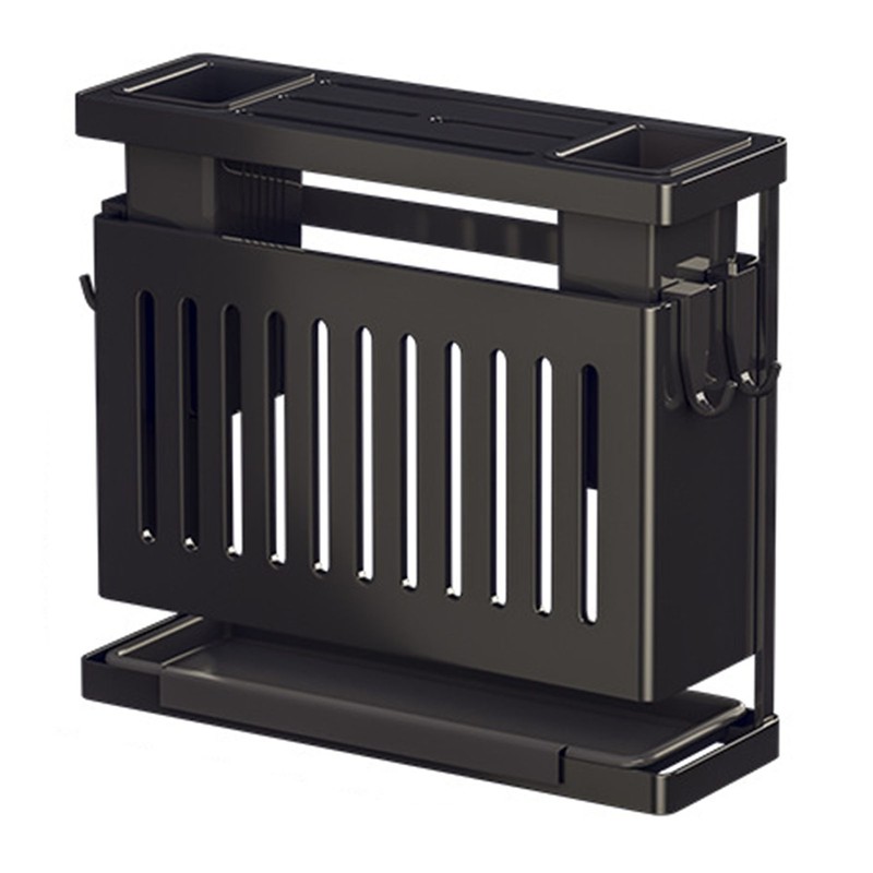 Kitchen Knives Chopstick Rack with Draining Tray Wall Mounted Multifunctional