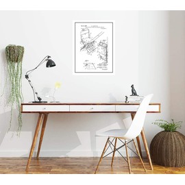 Folding Chair With Fishing Pole Holder and Tackle Box Patent Print Black Ink on White with Border (20" x 24") M15579