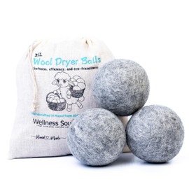 Wool Dryer Balls (Pack of 3) - Natural Fabric Softener, Reusable, Reduces Wrinkles, Saves Drying Time - Superior to Plastic Balls and Liquid Softener-Laundry Dryer Ball (Grey)