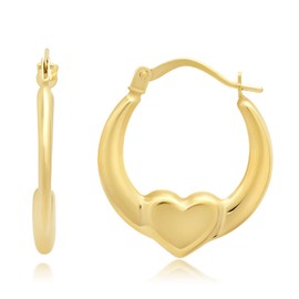 MAX + STONE Solid 14k Gold Heart Hoop Earrings for Women with Click Tops 16.5 mm (0.65 inches) Yellow