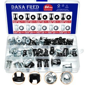 Dana Fred Short Jack Nuts,M4m5m6m8 Expansion Screw Petal Nut, 84pcs Nutserts Jacknut Srew Anchor Spider Rivnut Blind for Plastic Polywood Pressboard Hardboard