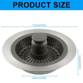 Lotsdonxia 3-in-1 Kitchen Sink Plug & Strainer Combo – Anti-Clogging Pop-Up Drain Stopper, Durable Stainless Steel & Thickened ABS for Kitchen & Bathroom Use