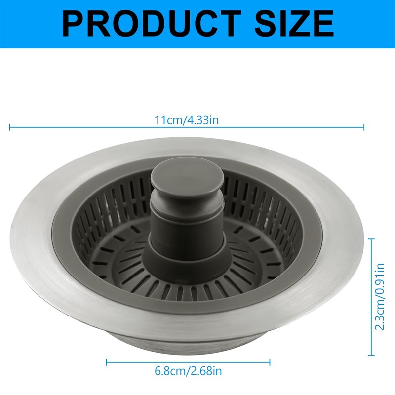Lotsdonxia 3-in-1 Kitchen Sink Plug & Strainer Combo – Anti-Clogging