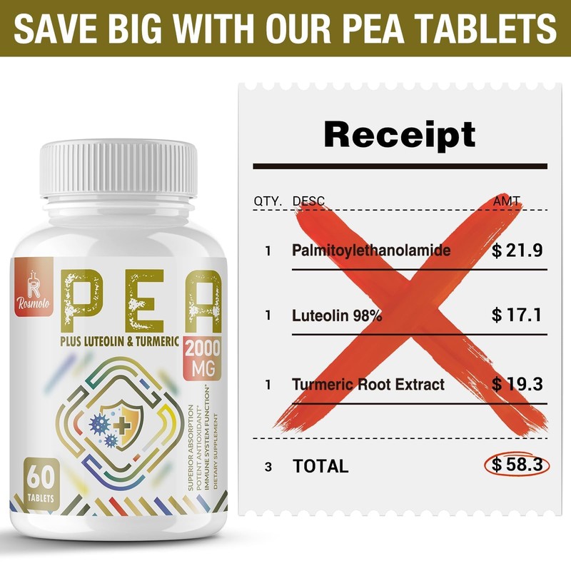 Rosmolo 1500 MG Palmitoylethanolamide with Luteolin 98% & Turmeric, High