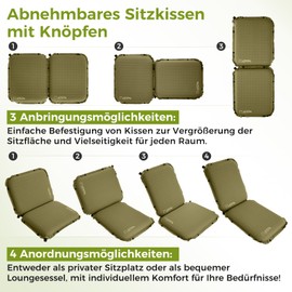 ATEPA Seat Cushion Outdoor Inflatable Seat Cushion Chair Ultralight Self-Inflating Stadium Seat Cushion Bench Waterproof Seat Pad Outdoor Kayak Seat Cushion Floor Portable Seat Cushion Fishing Boat