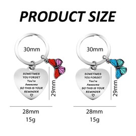 OAAO 2 Pieces of Butterfly Keychains, Inspirational Keychains for Women, Motivational Gifts, Stainless Steel Keychains, Inspirational Gifts for Friends and Colleagues