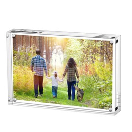 Boxalls Acrylic Magnetic Photo Frame Double Sided Frameless Picture Frame, Clear, for Desktop