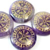 Pocket Stone Amethyst Helmet of Fear Viking Compass Aegishjalm Futhark