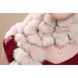 PG6 Real Rabbit Fur Scarf Warm Neck Wrap, Red, 120cm/47"