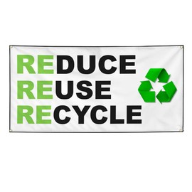 Vinyl Banner Multiple Sizes Reduce Reuse Recycle Awareness Outdoor Weatherproof Industrial Yard Signs 10 Grommets Design Only 60x144Inches