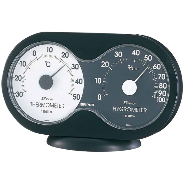 enpekkusu Weather Meter, Temperature and Humidity Meter, Accent Ague Hygrometer Over and Over Unisex Made in Japan Black TM – 2782