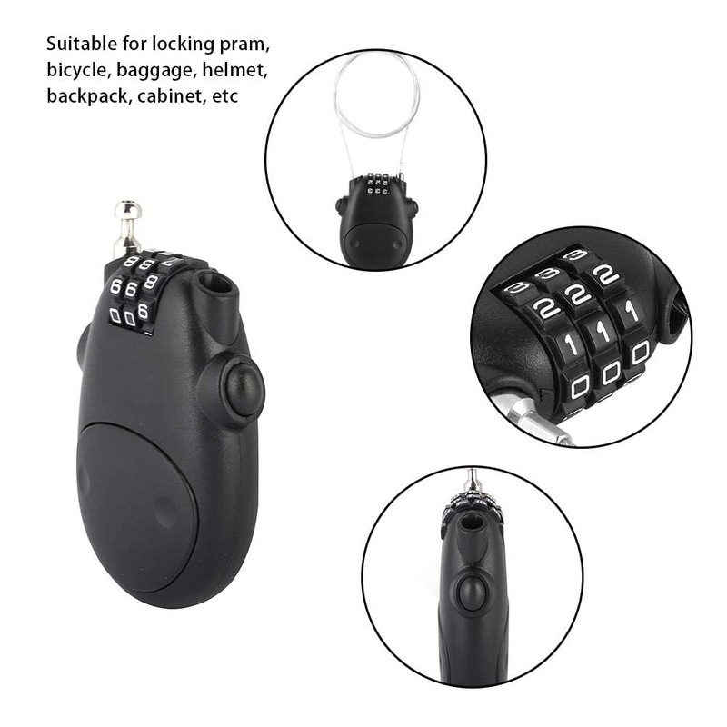 Combination Lock Cable Lock Padlock with 3 Digit Numeric Code,