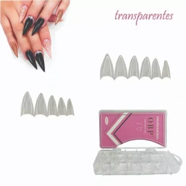 Obp Caja Con 100 Tip Uña Postiza Stiletto Blanca O Transparente
