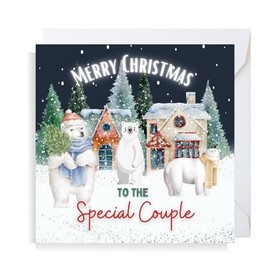 Second Ave Special Couple Christmas Polar Bear Square Xmas Holiday Festive Greetings Card