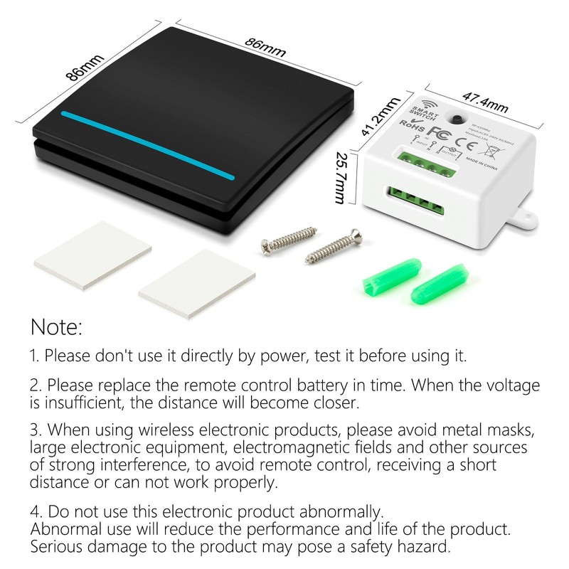 Aroidful Wireless Light Switch Kit RF 433 MHz, 240 V