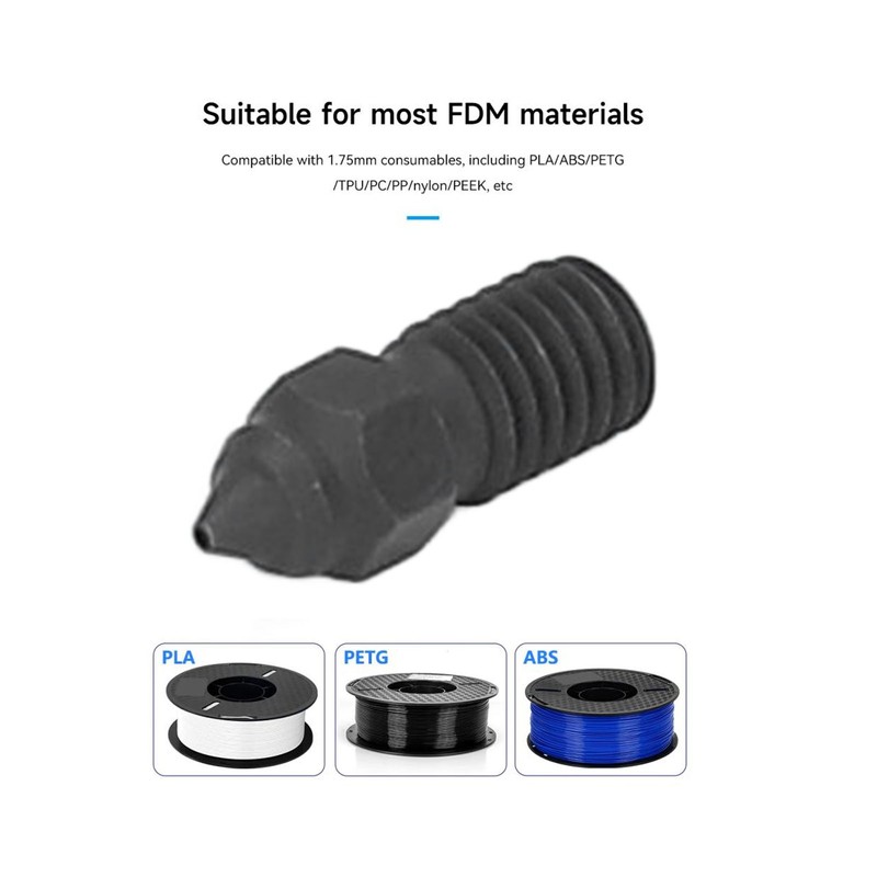 3 Pcs 3D Printer Nozzle M6 Hardened Steel Heat Resistant