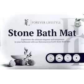 Forever Lifestyle Diatomaceous Earth Bath Mat for Bathroom, 24 x 15 Inch Ultra Absorbent Bath Mat, Fast Dry Stone Drying Mat, Non Slip Modern and Stylish Design (Dark Grey-Subtle)