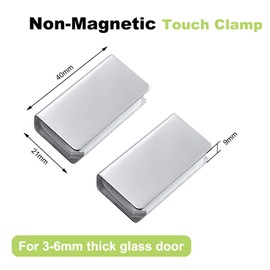 UFURMATE Magnetic Latch Clamp, 8Pcs Adjustable Frameless Magnetic Door Touch Clamp Rectangular Metal Glass Door Clamps, Glass Cabinet Latch Clamp for 3-6mm Thick Glass Door (Bright Surface)