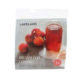 100 x 1lb Jam Jar Covers, Waxed Circles, Bands & Labels