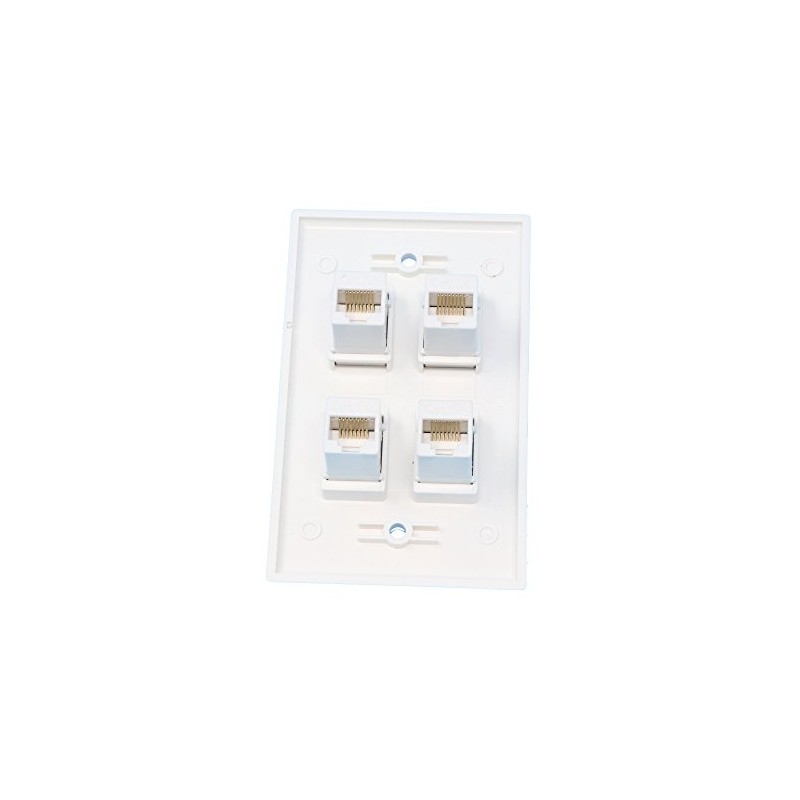 RiteAV 1 Gang 4 Port Cat5e Ethernet Wall Plate -